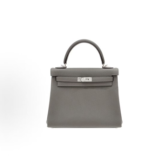 HERMES Kelly 25 Silver buckle Kelly Bag single-shoulder handbag 25 Women\'s 0L Grismeyer Cumulonimbus cloud Grey